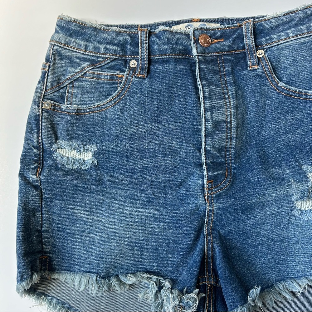 NWT Free People CRVY High Rise Button Fly Denim Shorts, Size 28. - Picture 3 of 7
